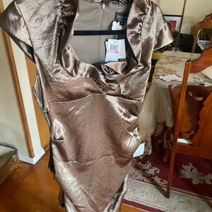 XSCAPE Metallic Brown Dress